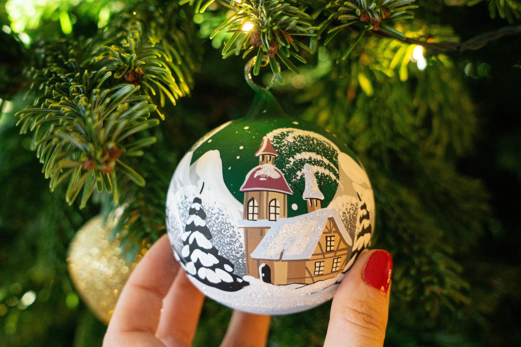 Weihnachtskugel aus Glas grün