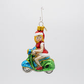 Weihnachtsfrau auf Motorrad Baumschmuck
