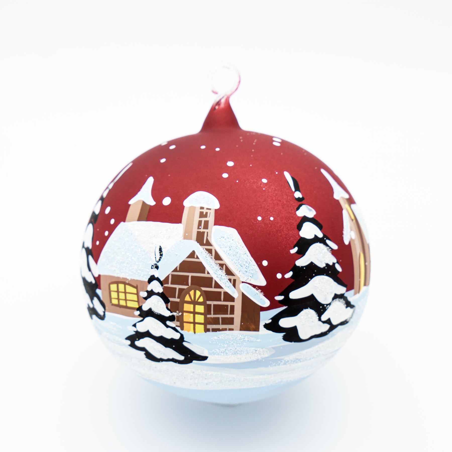 Weihnachtskugel mit zwei verschiedenen Kirchen