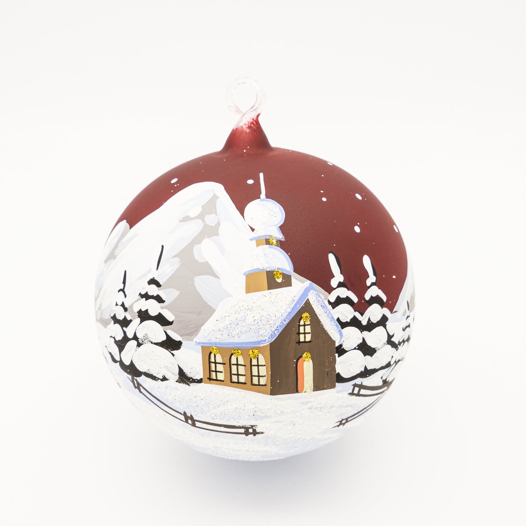 Weihnachtskugel Zwiebelkirche rot