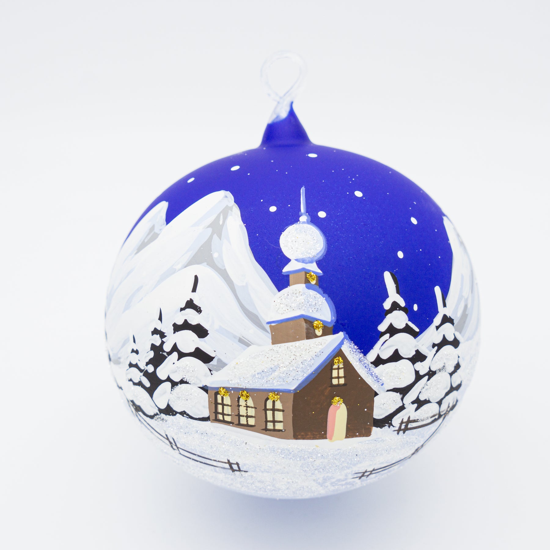 Weihnachtskugel Zwiebelkirche blau