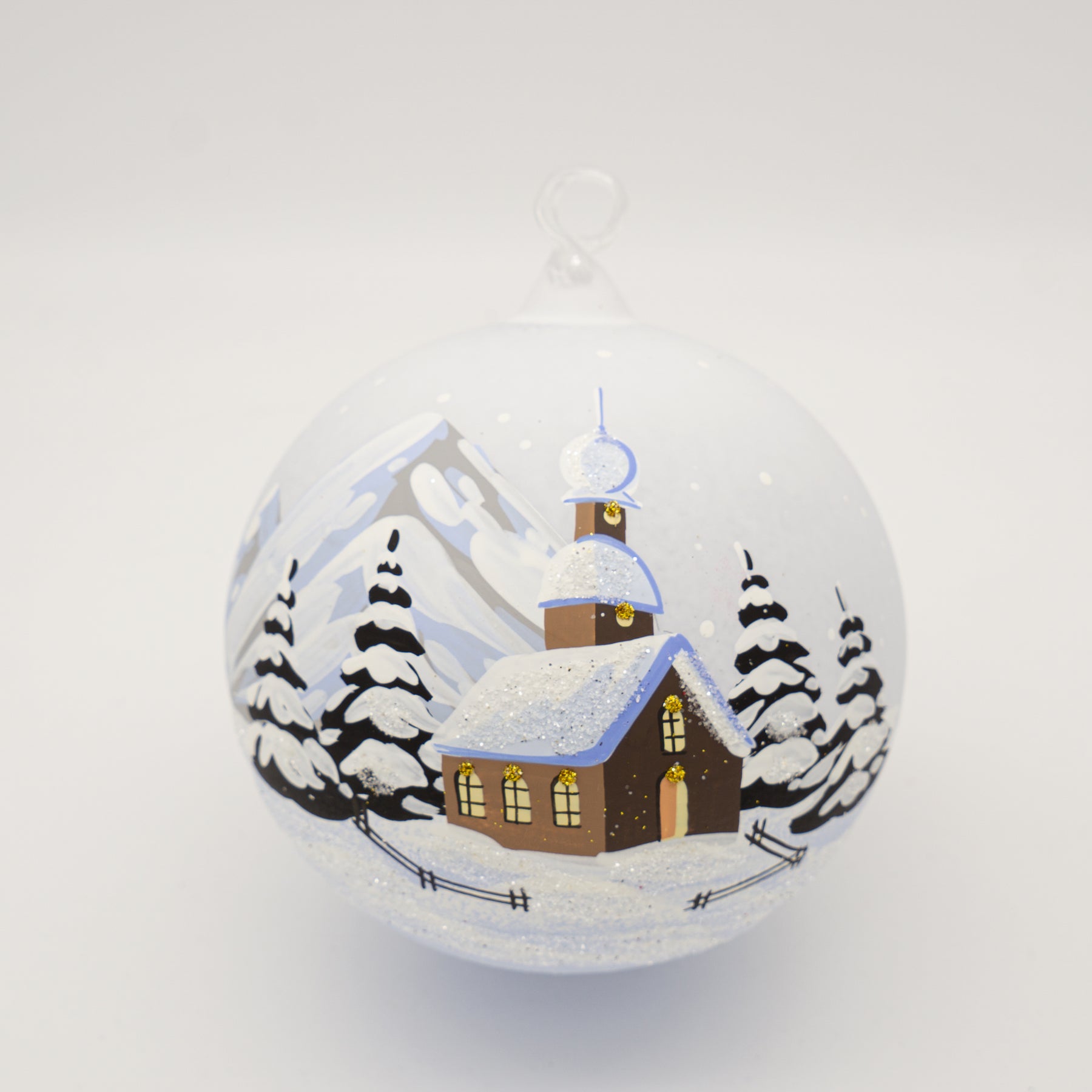 Weihnachtskugel Zwiebelkirche weiß