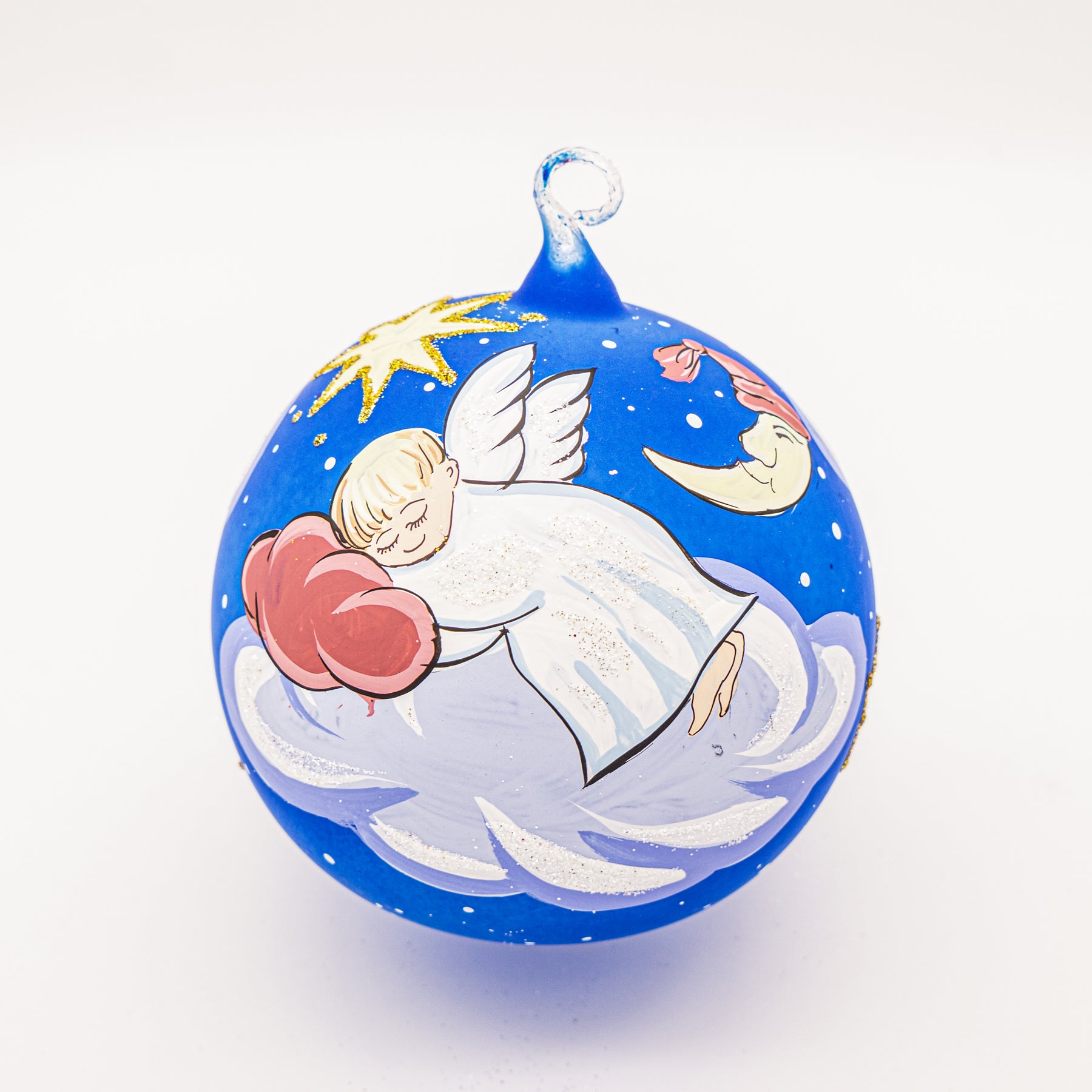 Weihnachtskugel Engel, himmelblau