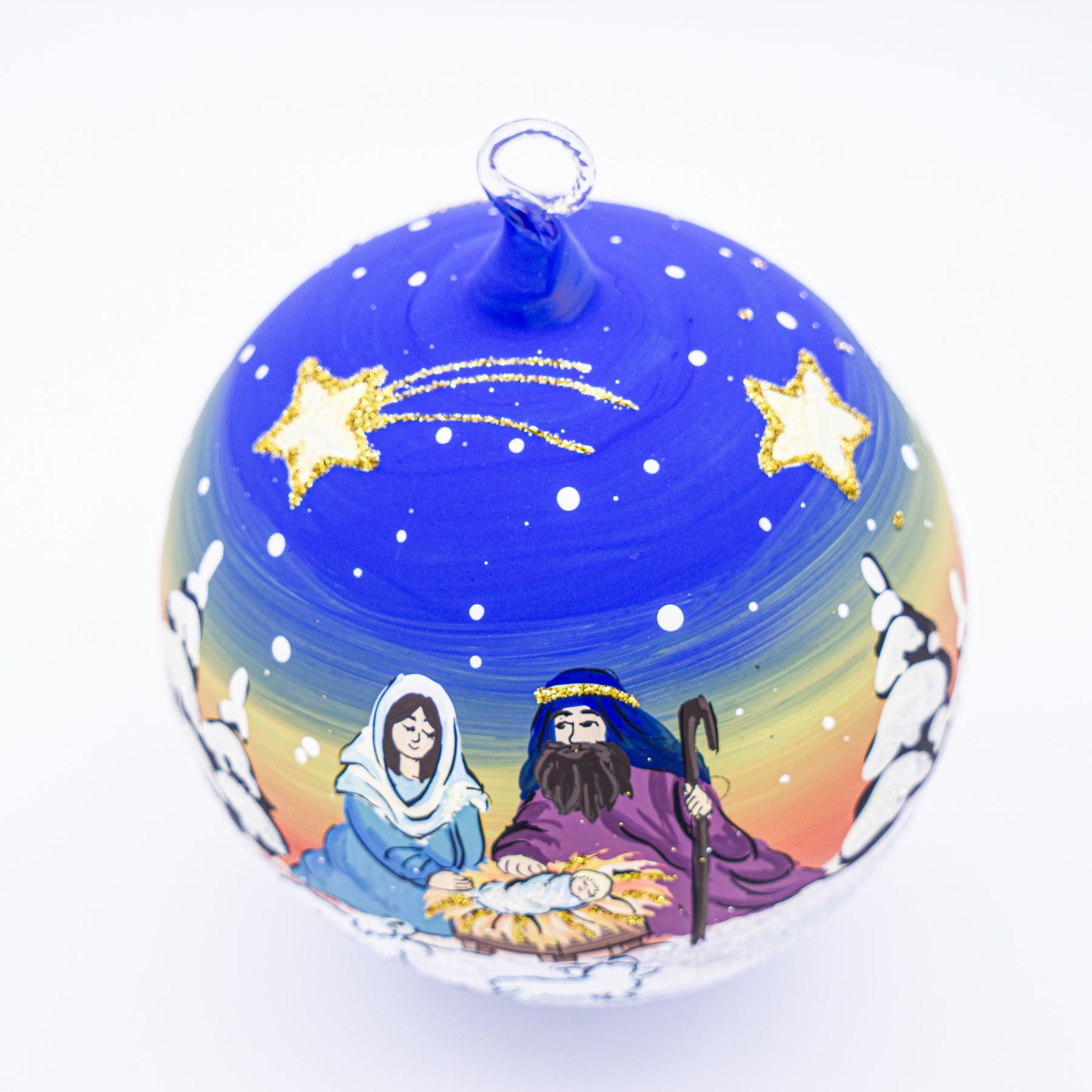 Weihnachtskugel mit Krippe