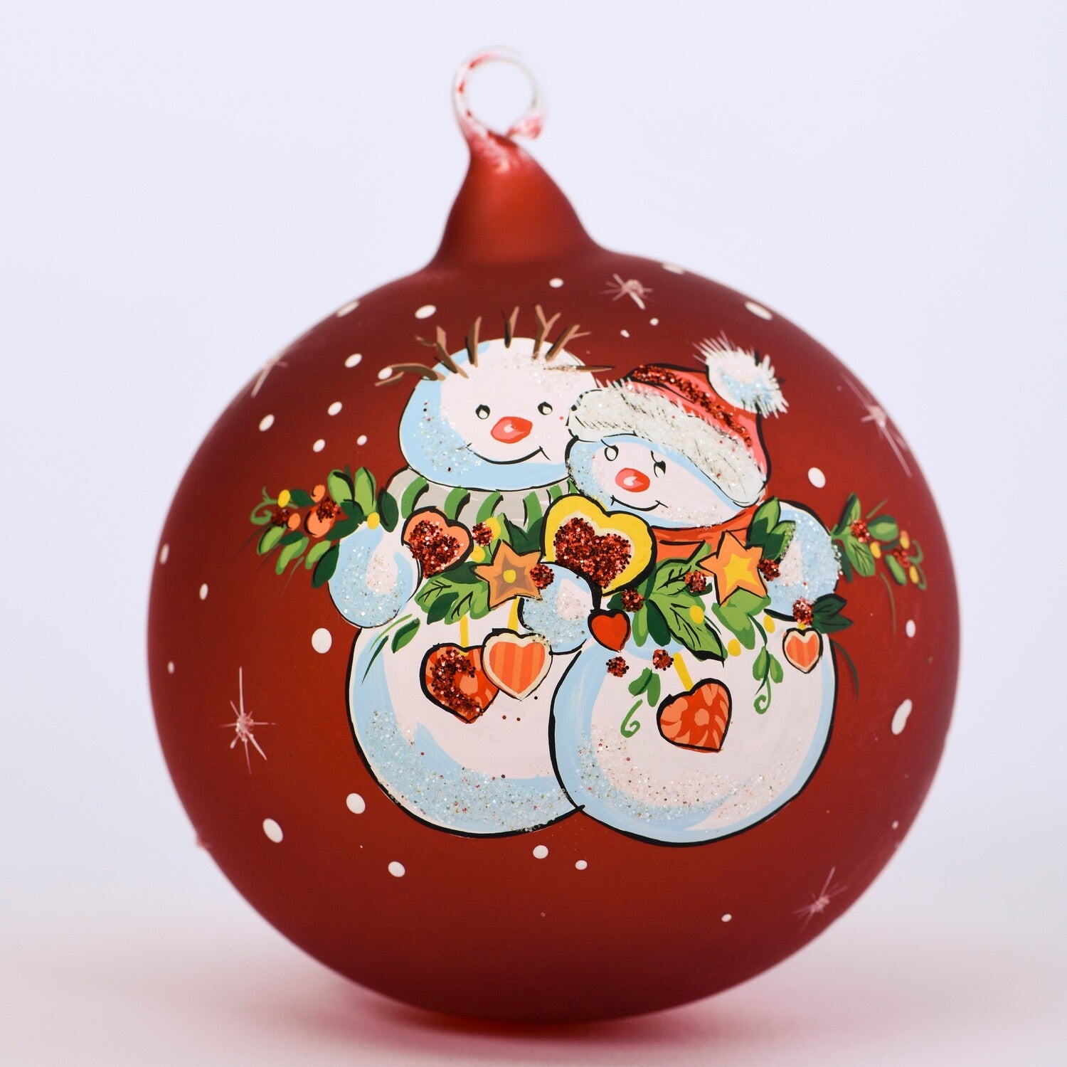 Weihnachtskugel Schneefrau und Schneemann