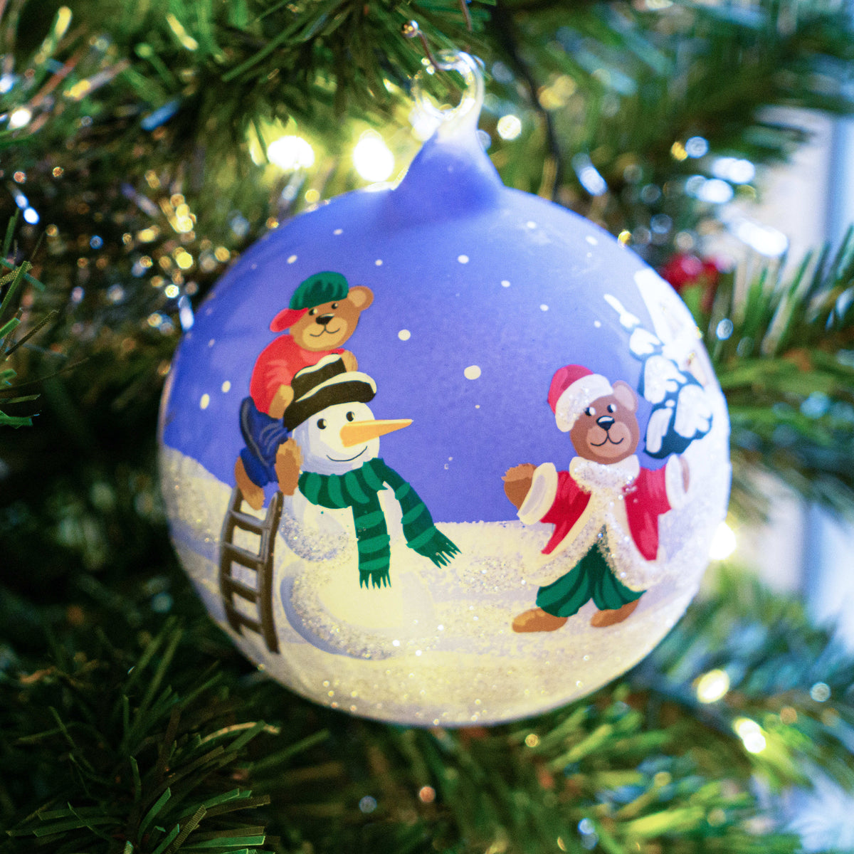 Weihnachtskugel Bärchen und Schneemann