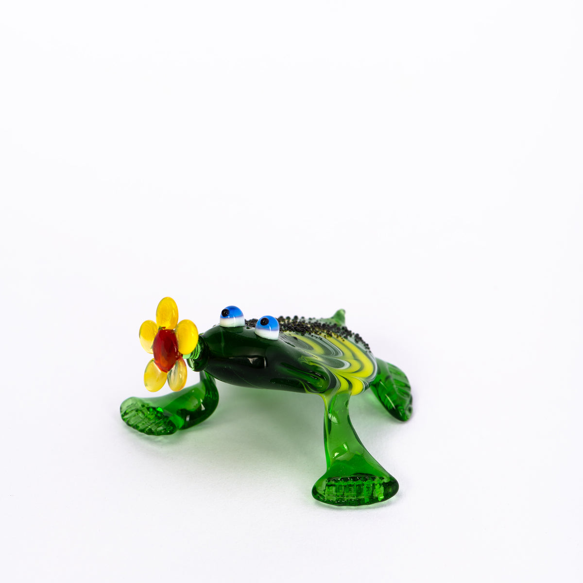 Frosch mit Blume aus Glas