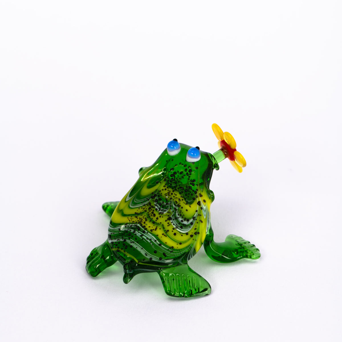 Frosch mit Blume aus Glas