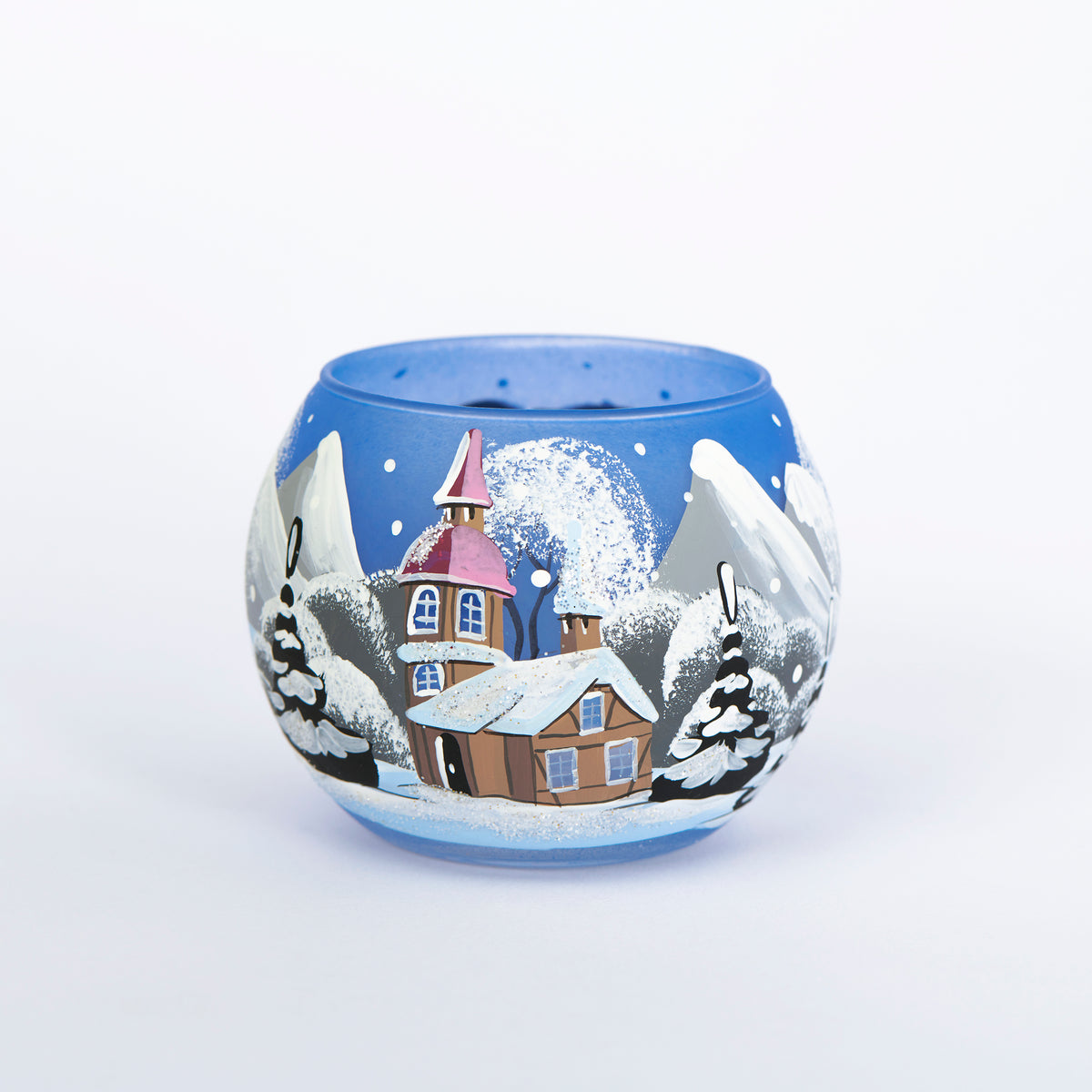 Kugel Windlicht blau