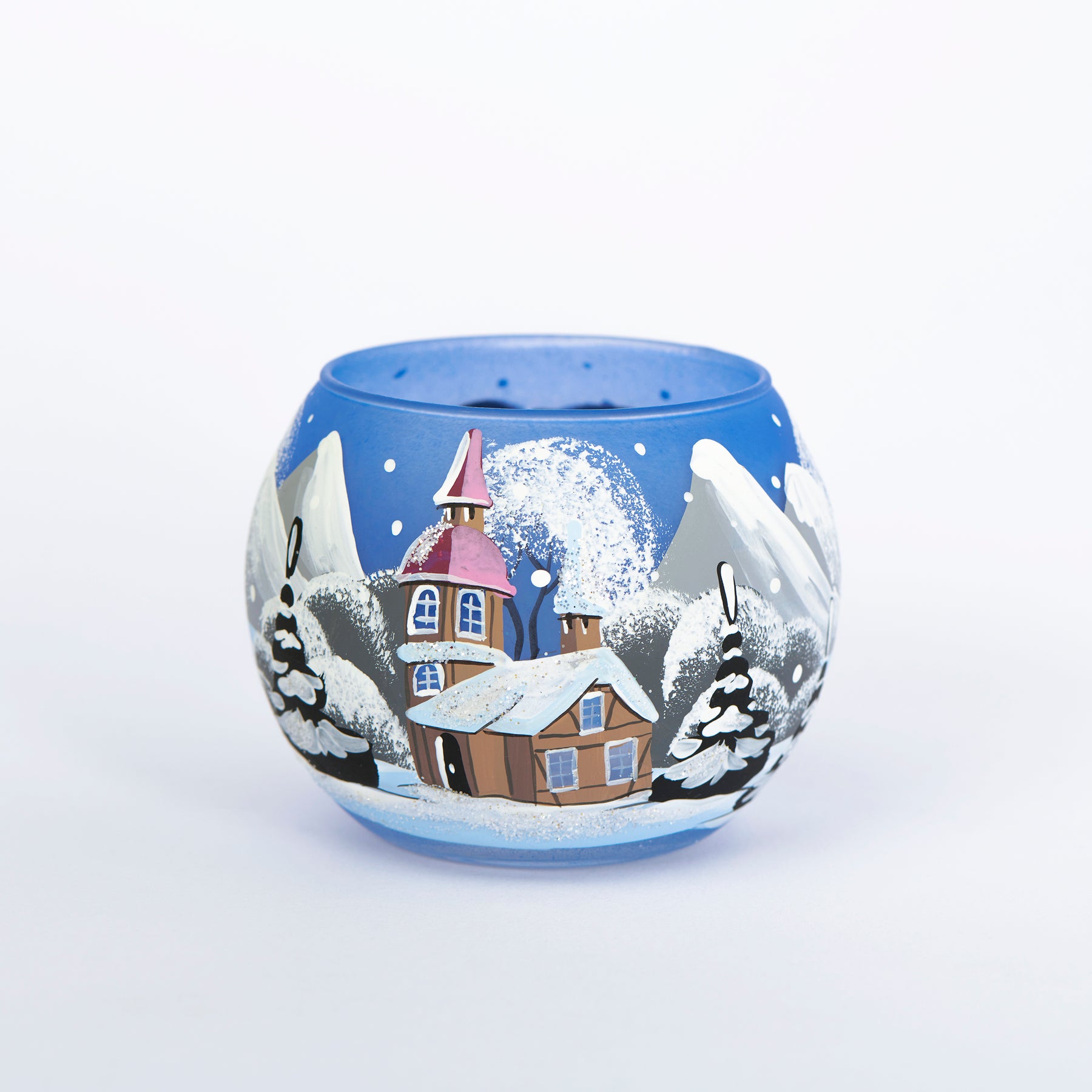 Kugel Windlicht blau