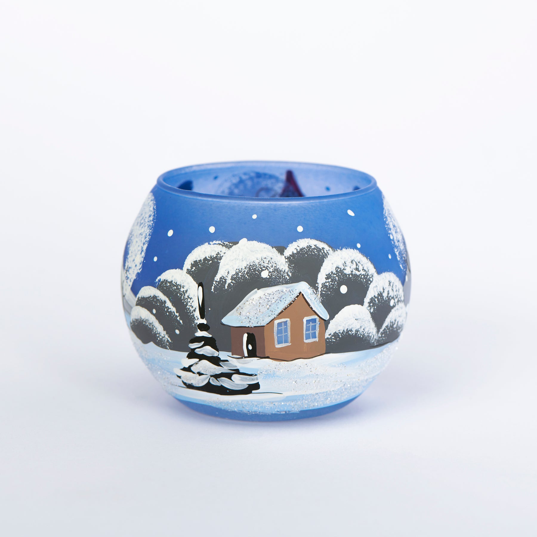 Kugel Windlicht blau