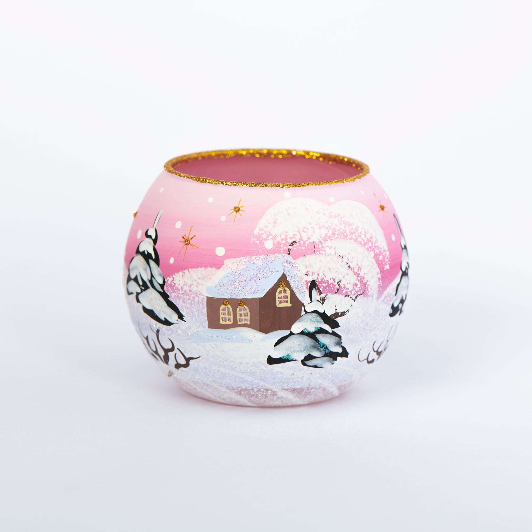 Kugel Windlicht rosa