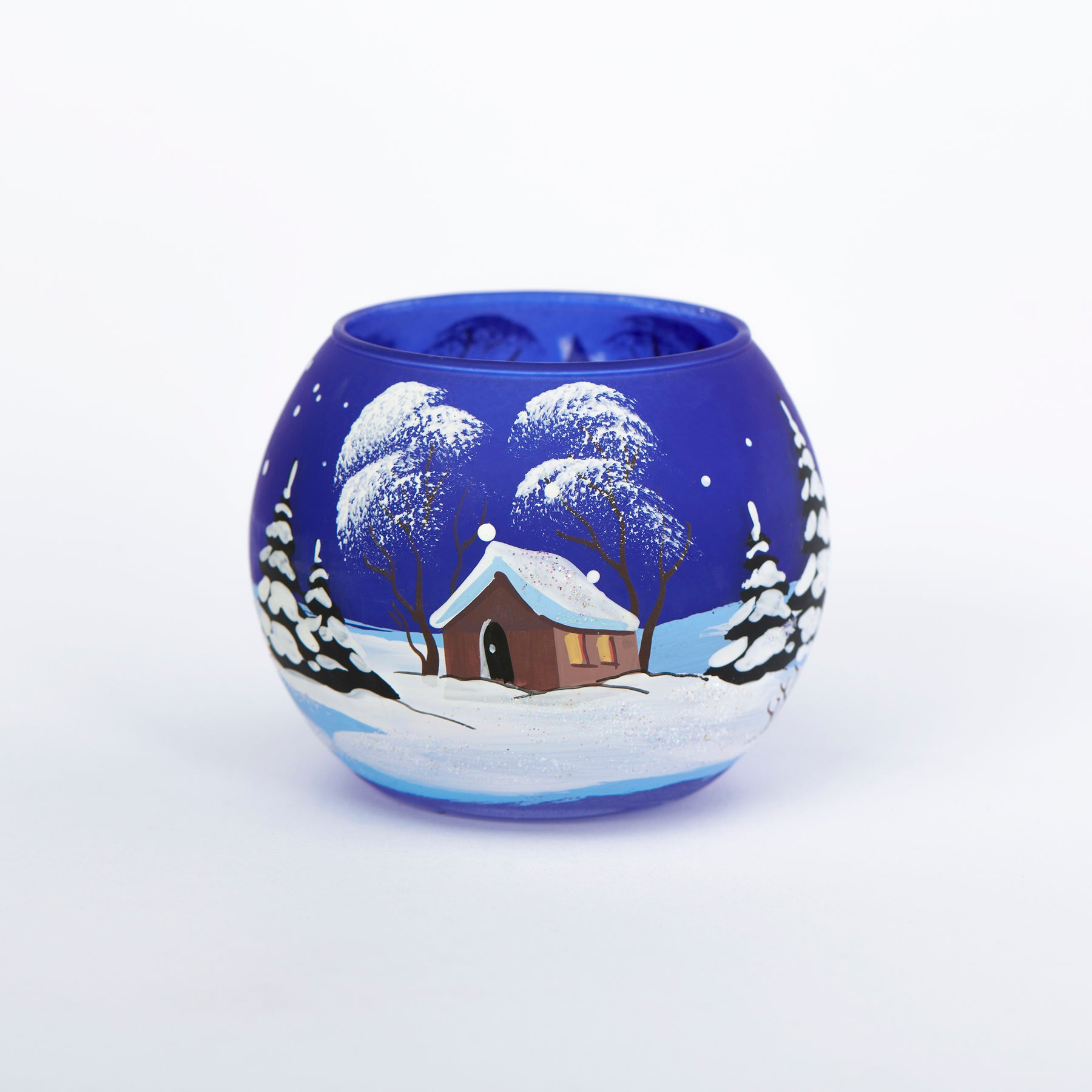 Kugel Windlicht Kirche blau