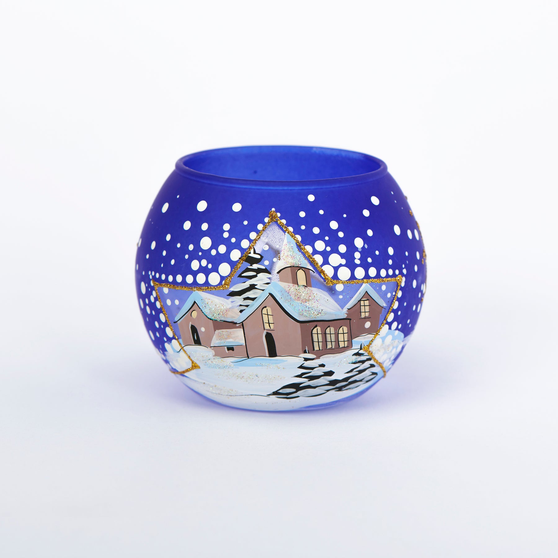 Windlicht Weihnachtsstern blau