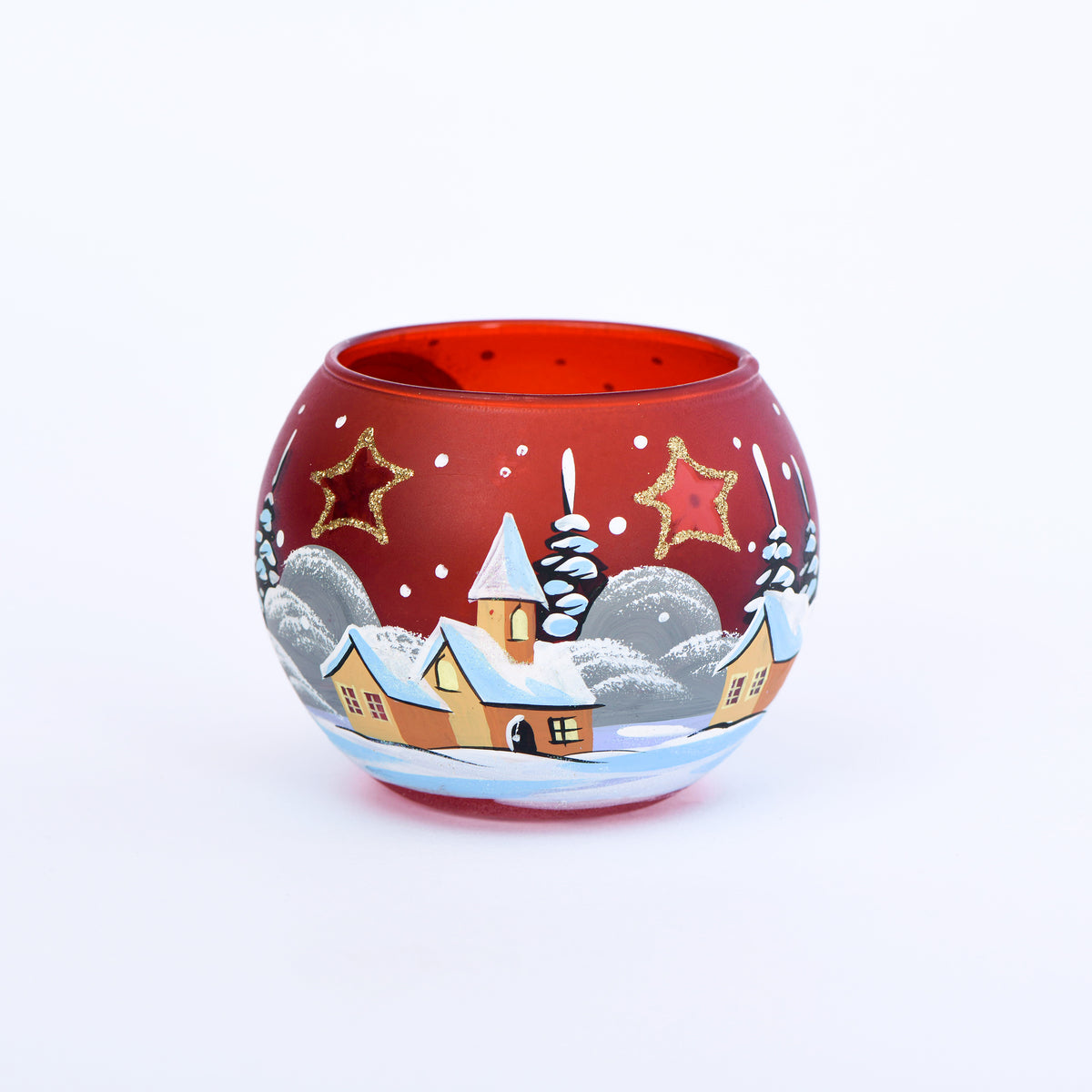 Kugel Windlicht Weihnachtsmann auf Mond