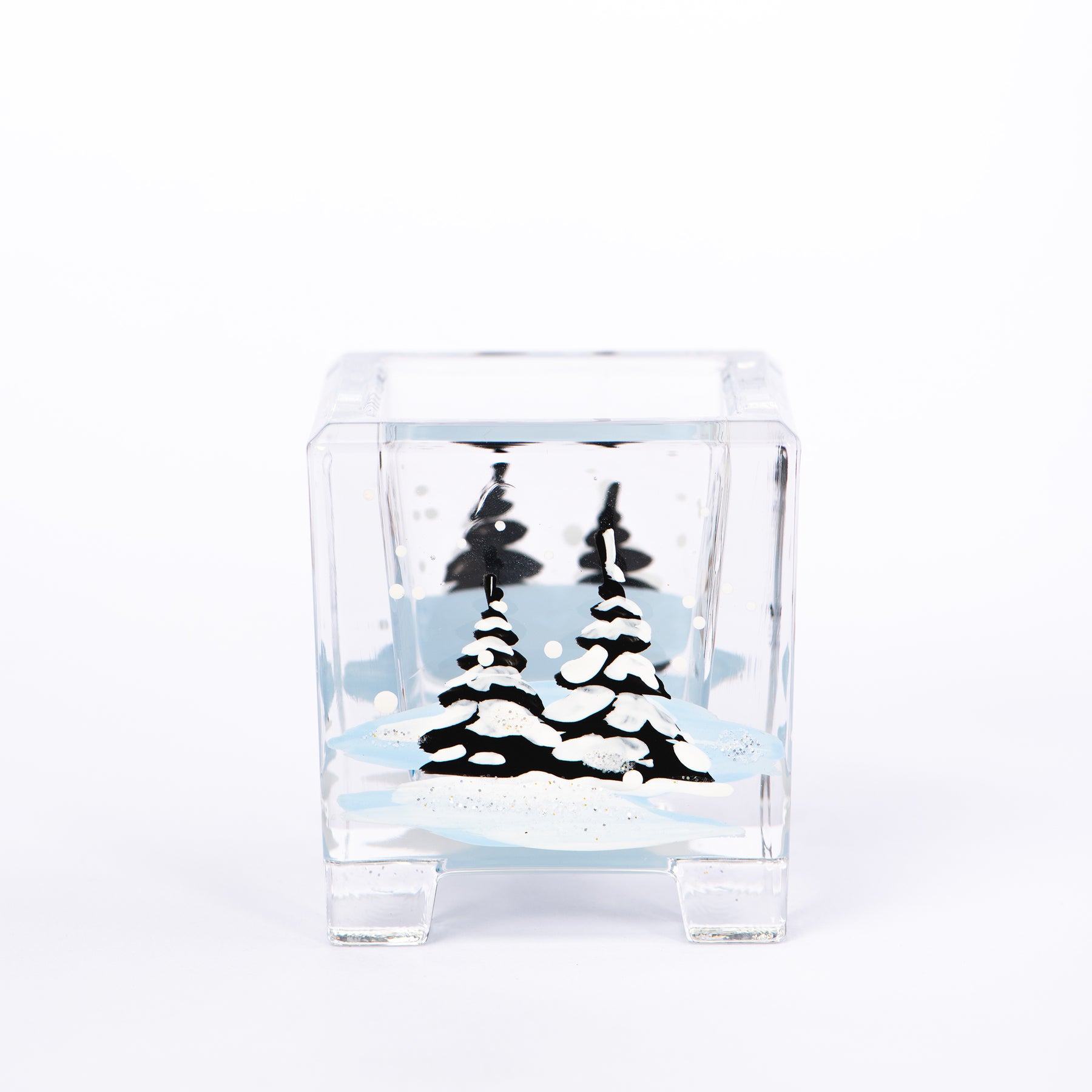 Windlicht Quadrat mit Winterlandschaft