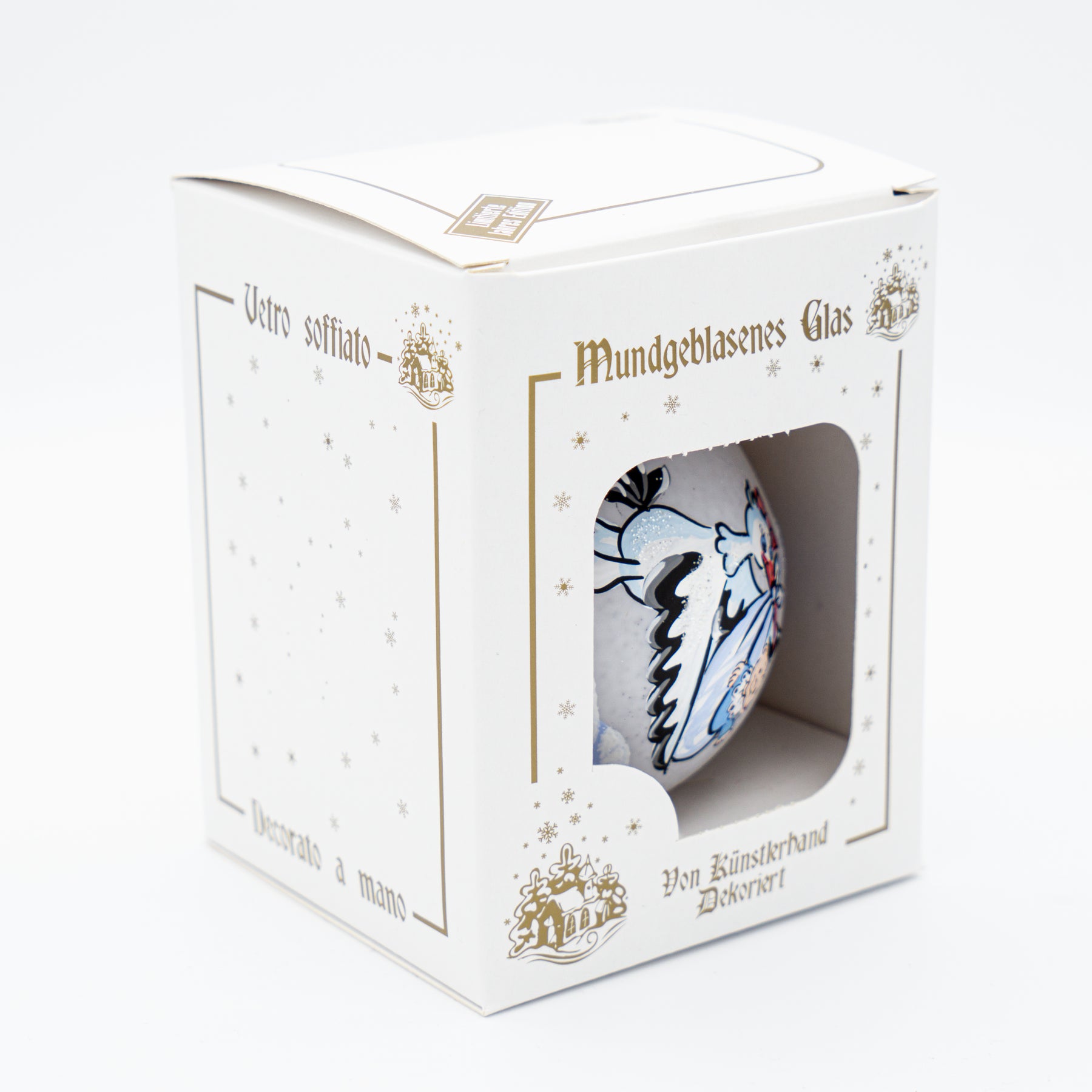 Verpackung Weihnachtskugel Storch und Baby