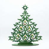 Tannenbaum Set aus Holz mit Weihnachtskugeln grün