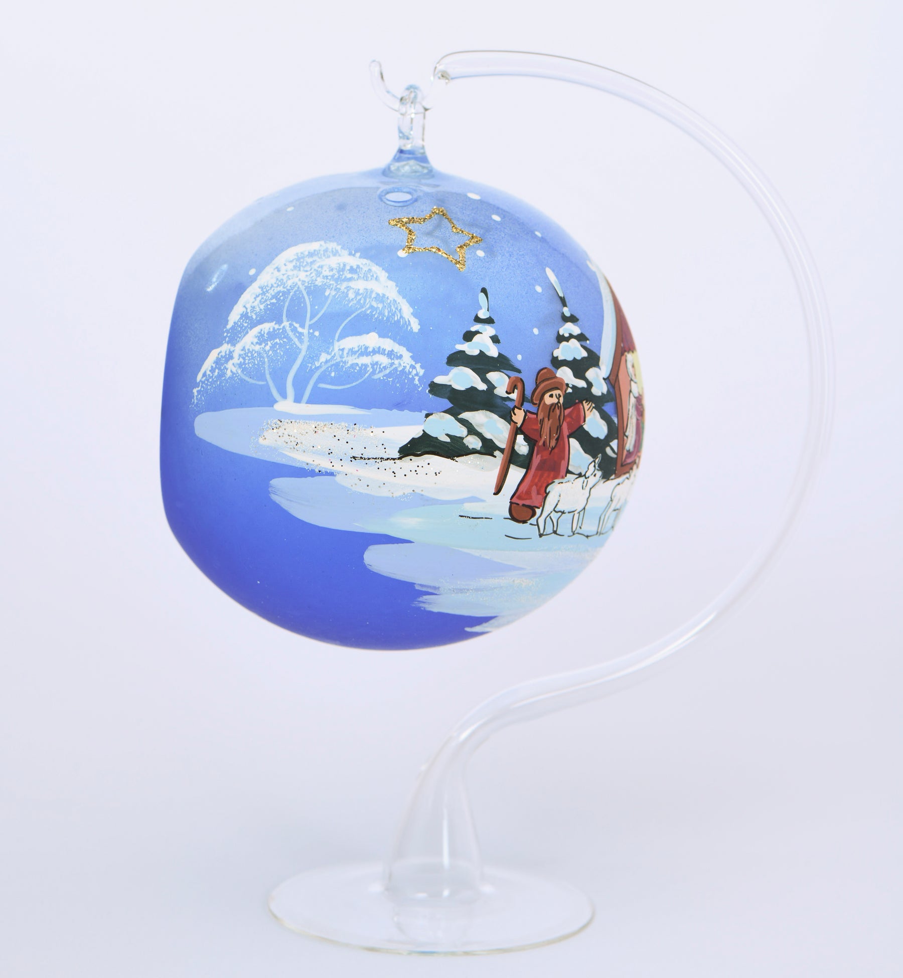 Weihnachtskugel Krippe mit Ständer