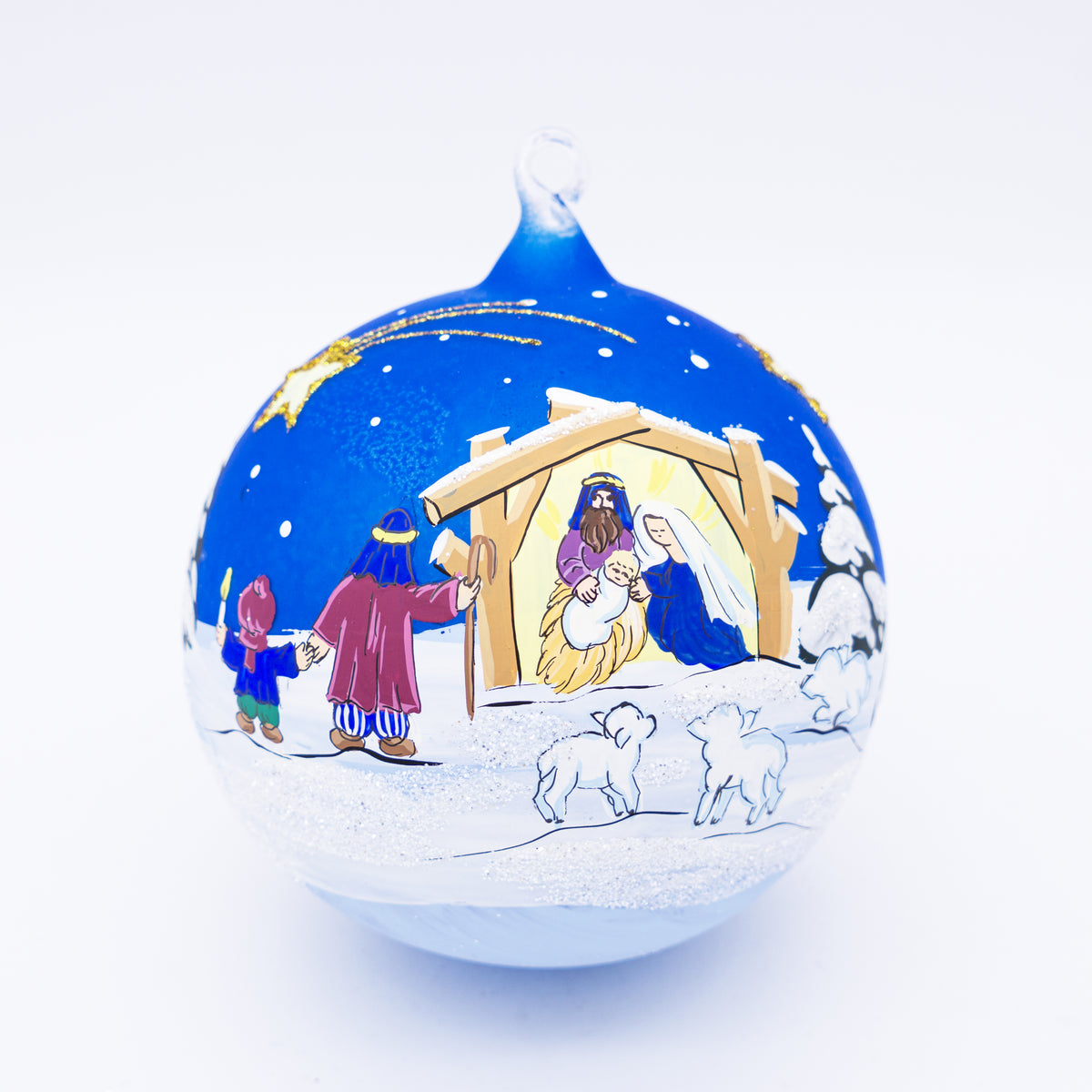 Weihnachtskugel mit Krippe