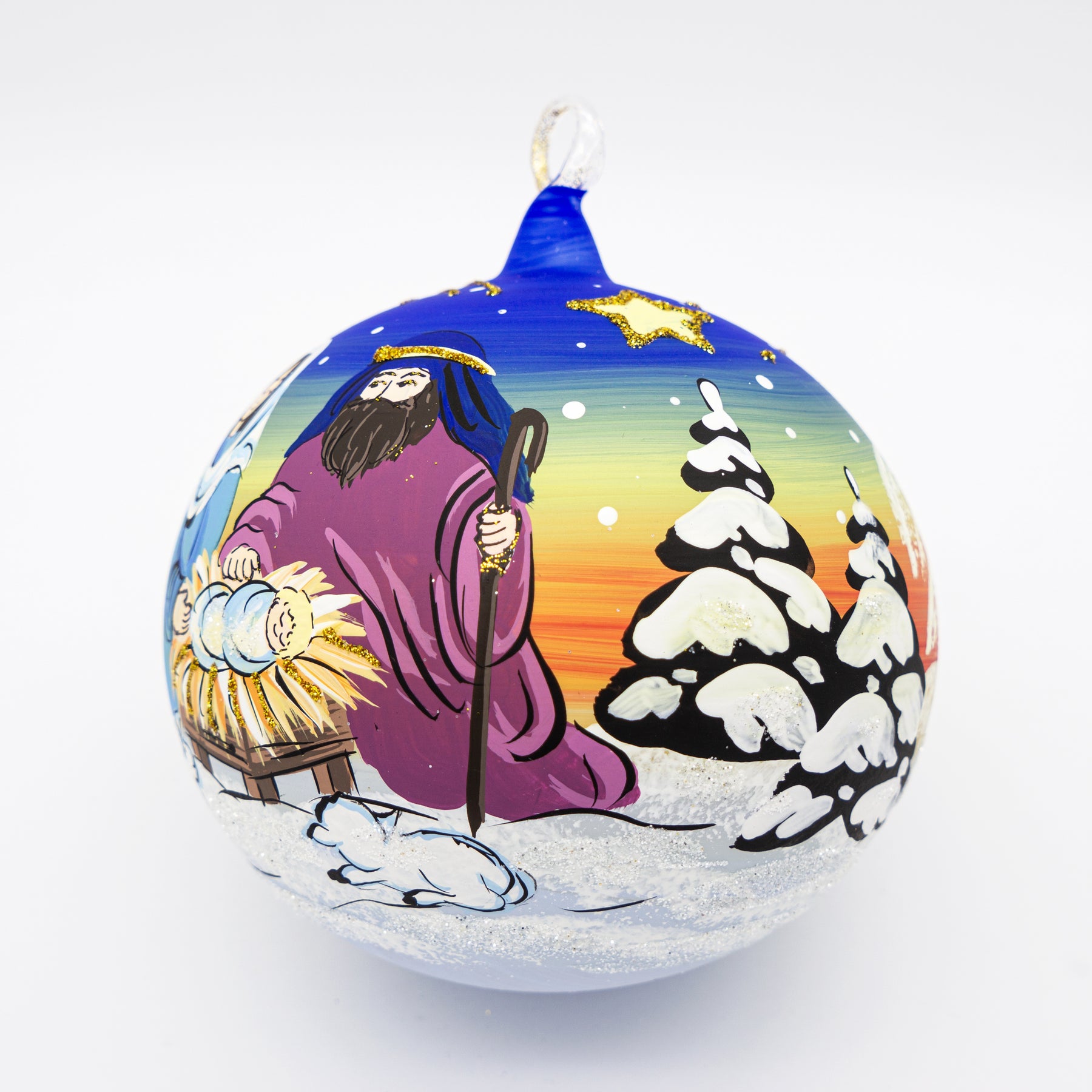 Weihnachtskugel mit Krippe
