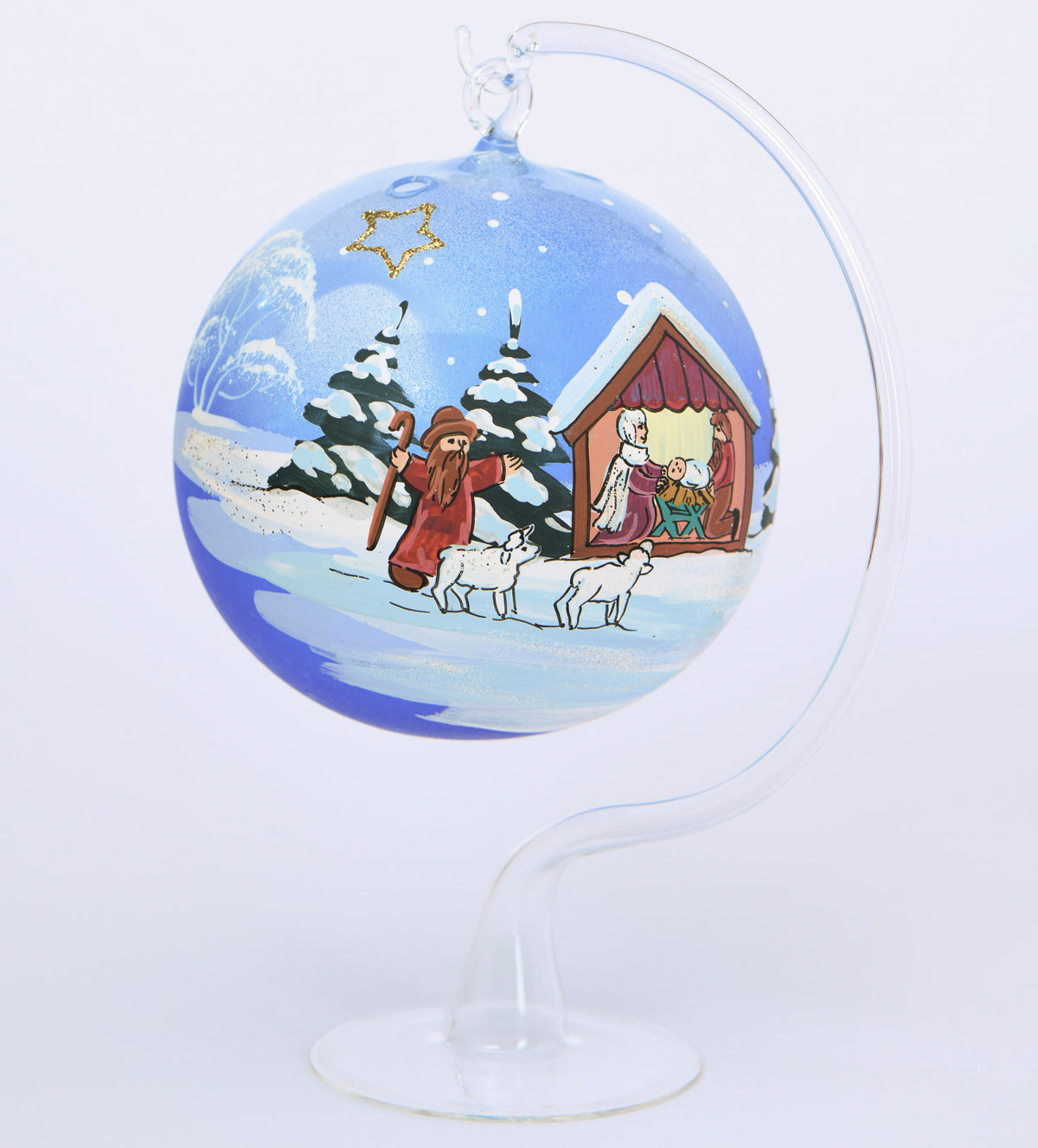 Weihnachtskugel Krippe mit Ständer