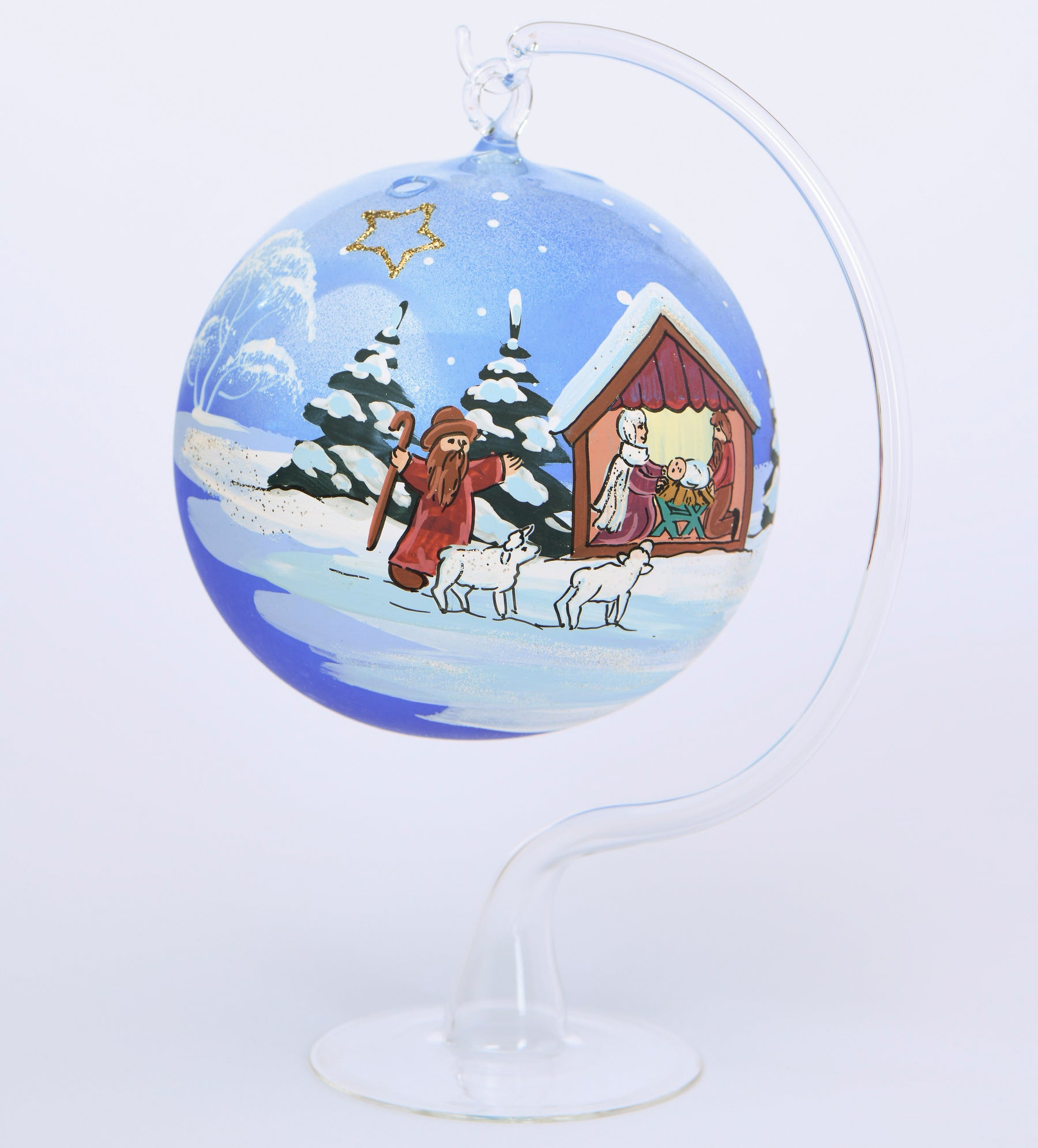 Weihnachtskugel Krippe mit Ständer