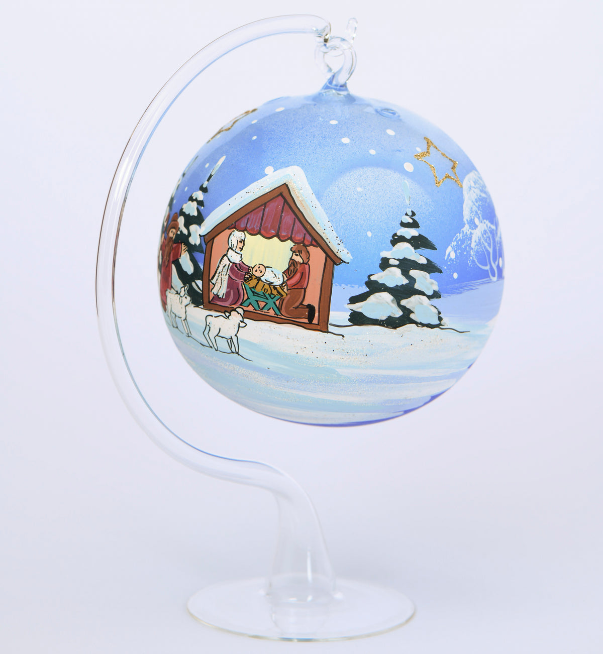Weihnachtskugel Krippe mit Ständer