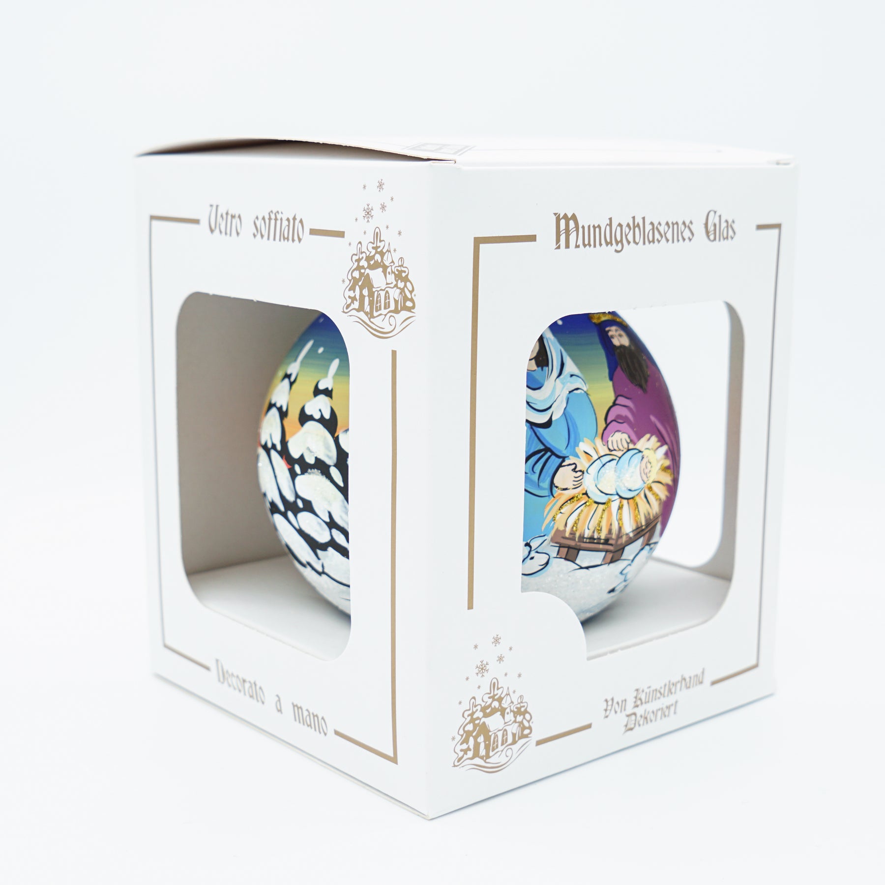 Weihnachtskugel mit Krippe Verpackung