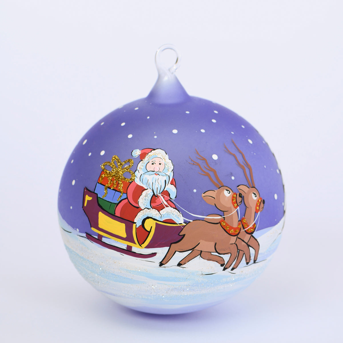 Weihnachtskugel Weihnachtsmann auf Schlitten