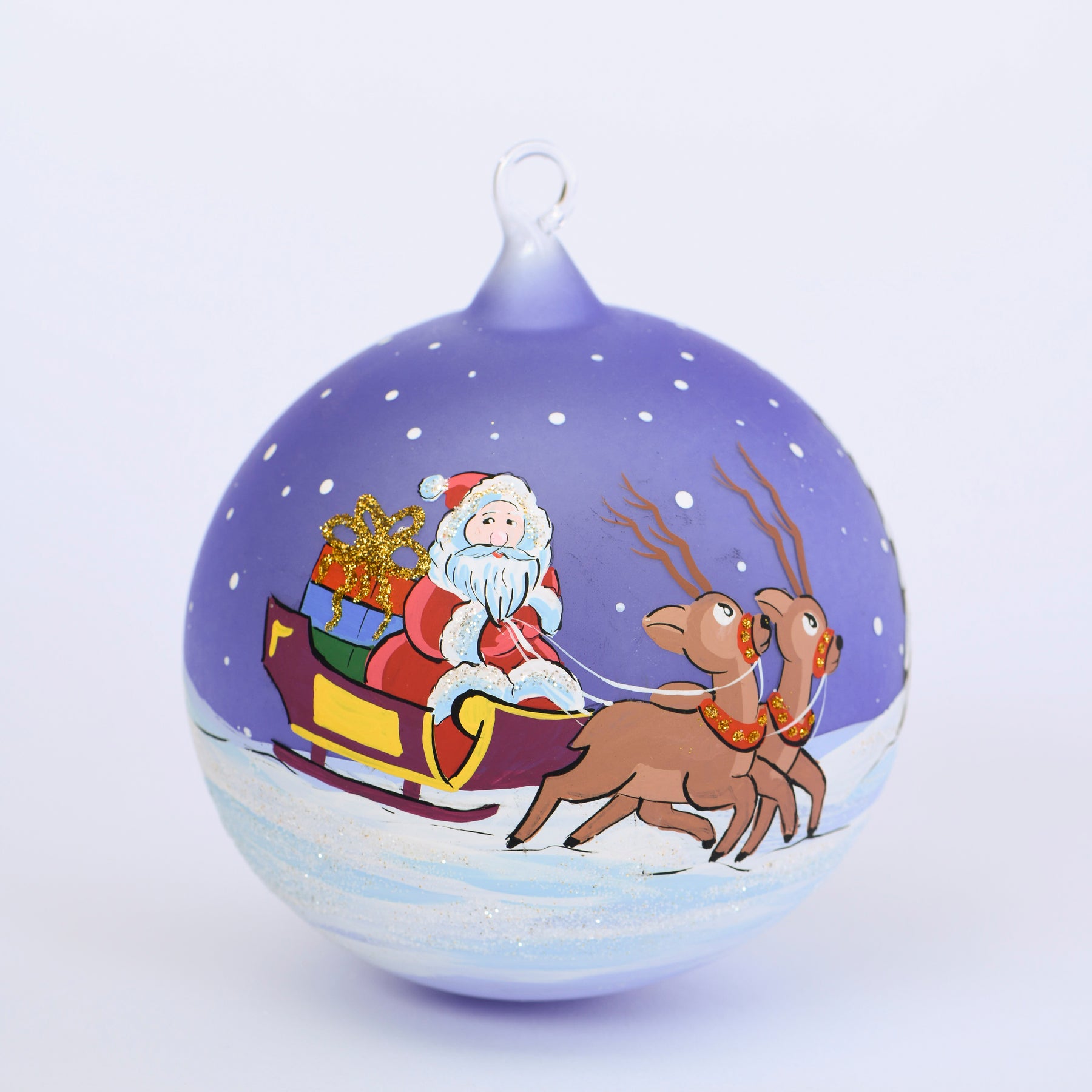 Weihnachtskugel Weihnachtsmann auf Schlitten