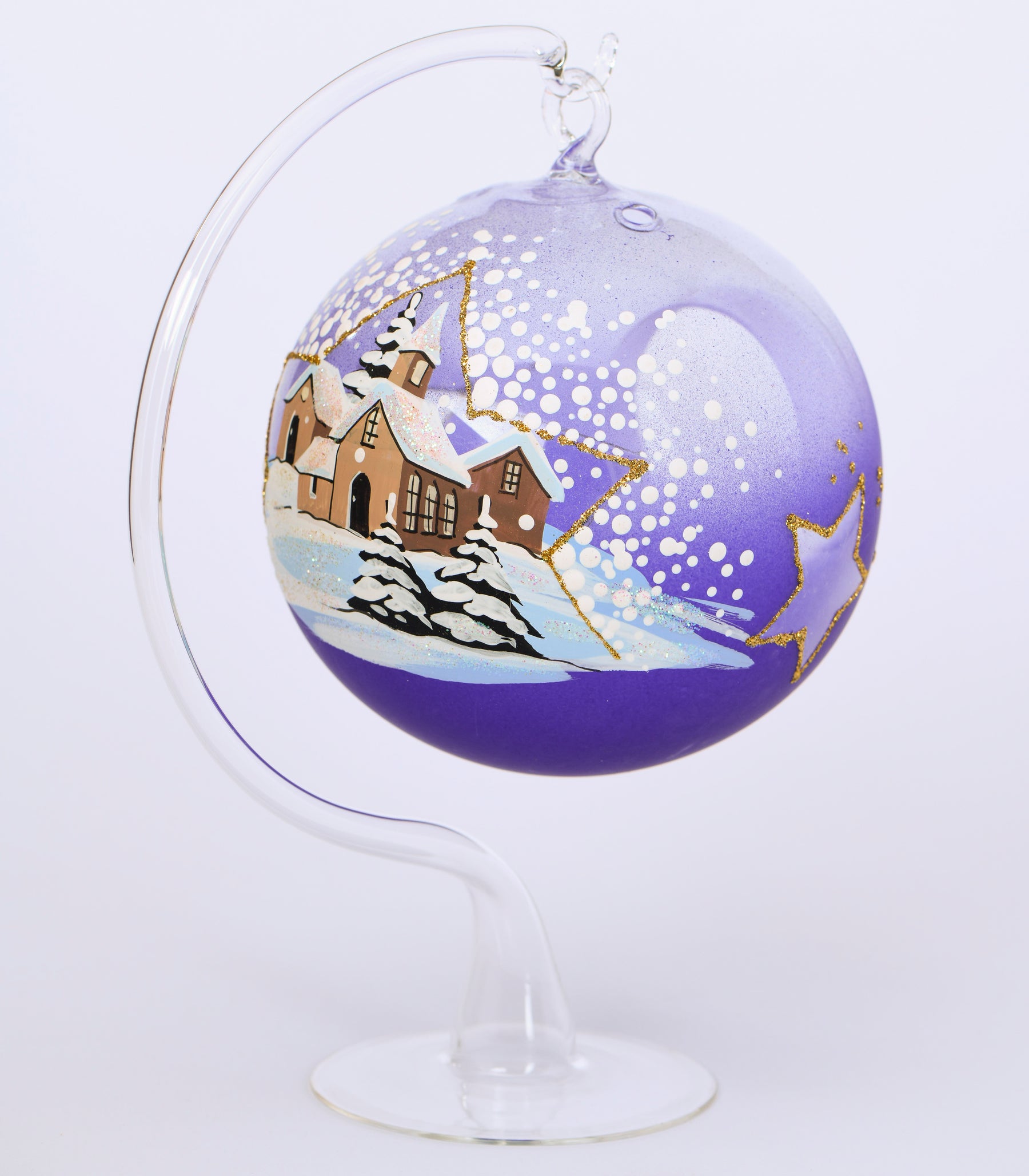 Weihnachtskugel Stern Winterlandschaft mit Ständer
