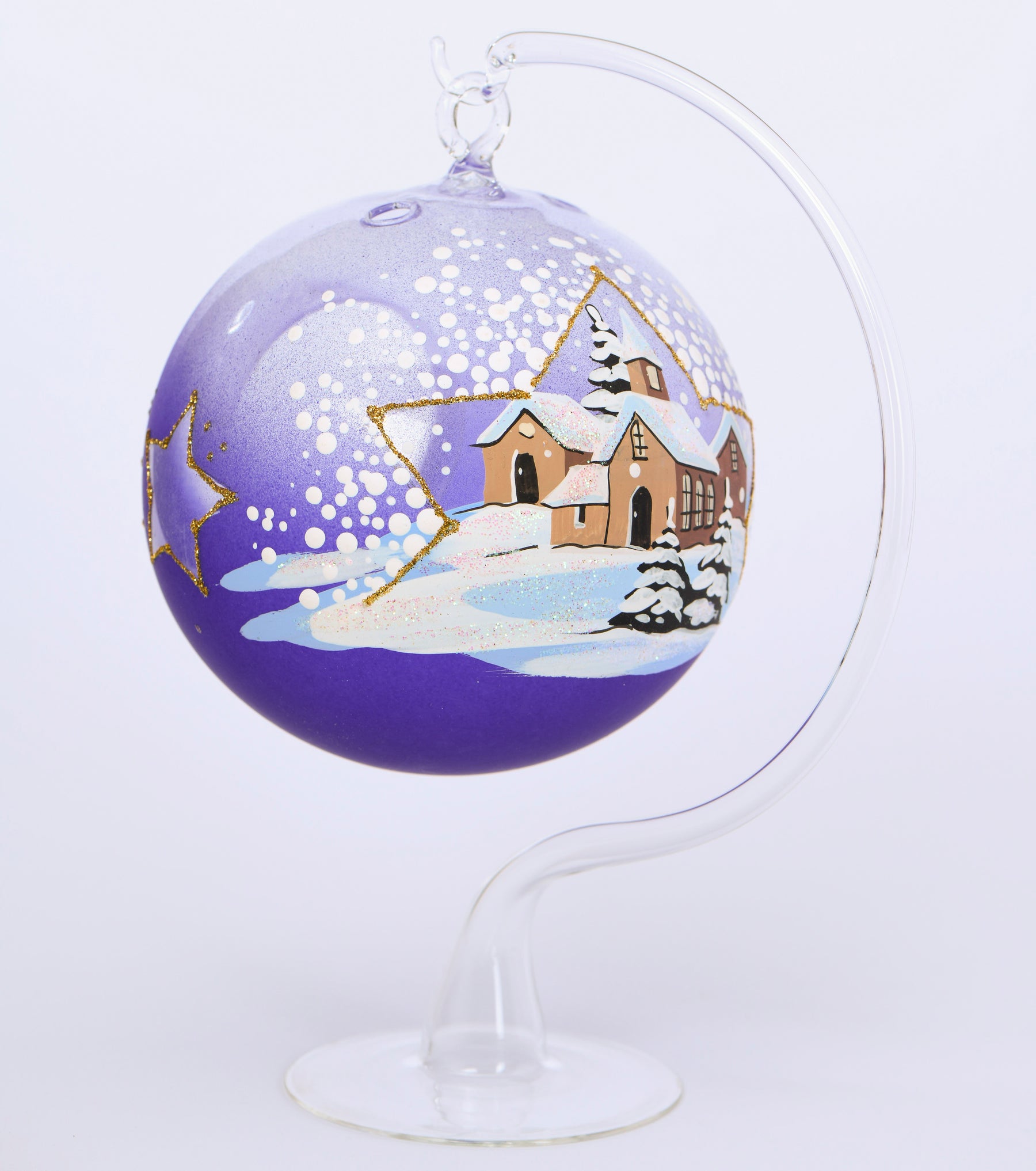 Weihnachtskugel Stern Winterlandschaft mit Ständer