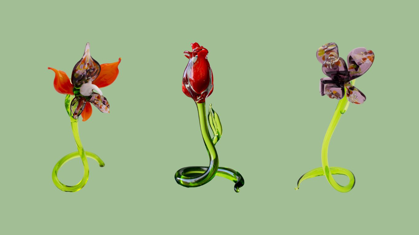 Handgefertigte Glasblumen 