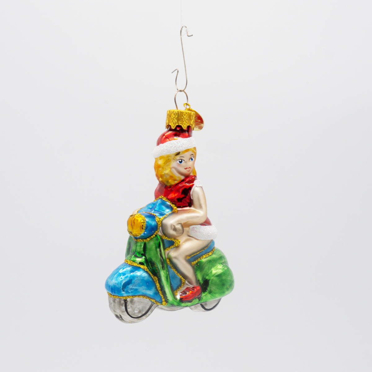 Weihnachtsfrau auf Motorrad Baumschmuck