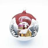 Weihnachtskugel Kirche und Winterlandschaft