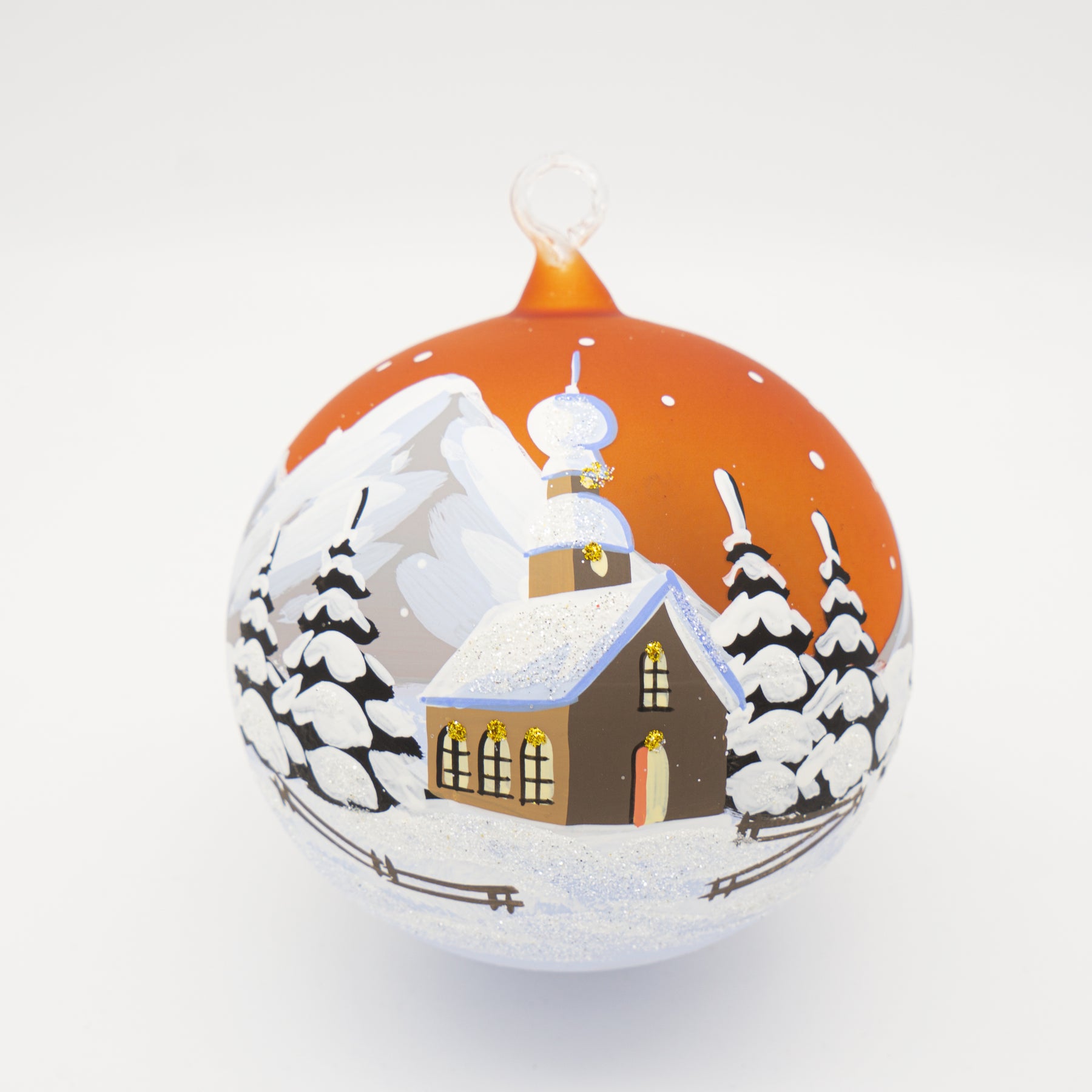 Weihnachtskugel Zwiebelkirche orange 