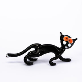 Schwarze Katze mit großen Augen aus Glas