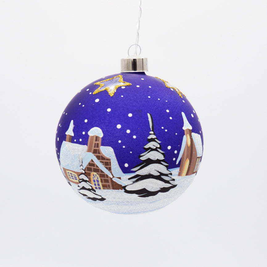 Weihnachtskugel mit LED Kette blau
