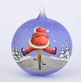 Weihnachtskugel Weihnachtsmann auf Fahrrad
