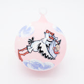 Weihnachtskugel Storch und Baby rosa